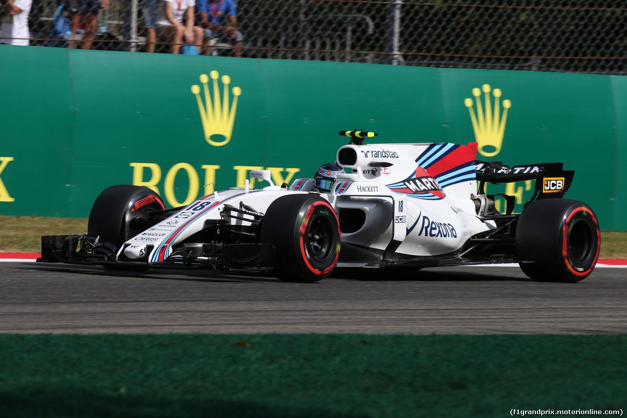 GP ITALIA, 01.09.2017- Prove Libere 1, Lance Stroll (CDN) Williams FW40