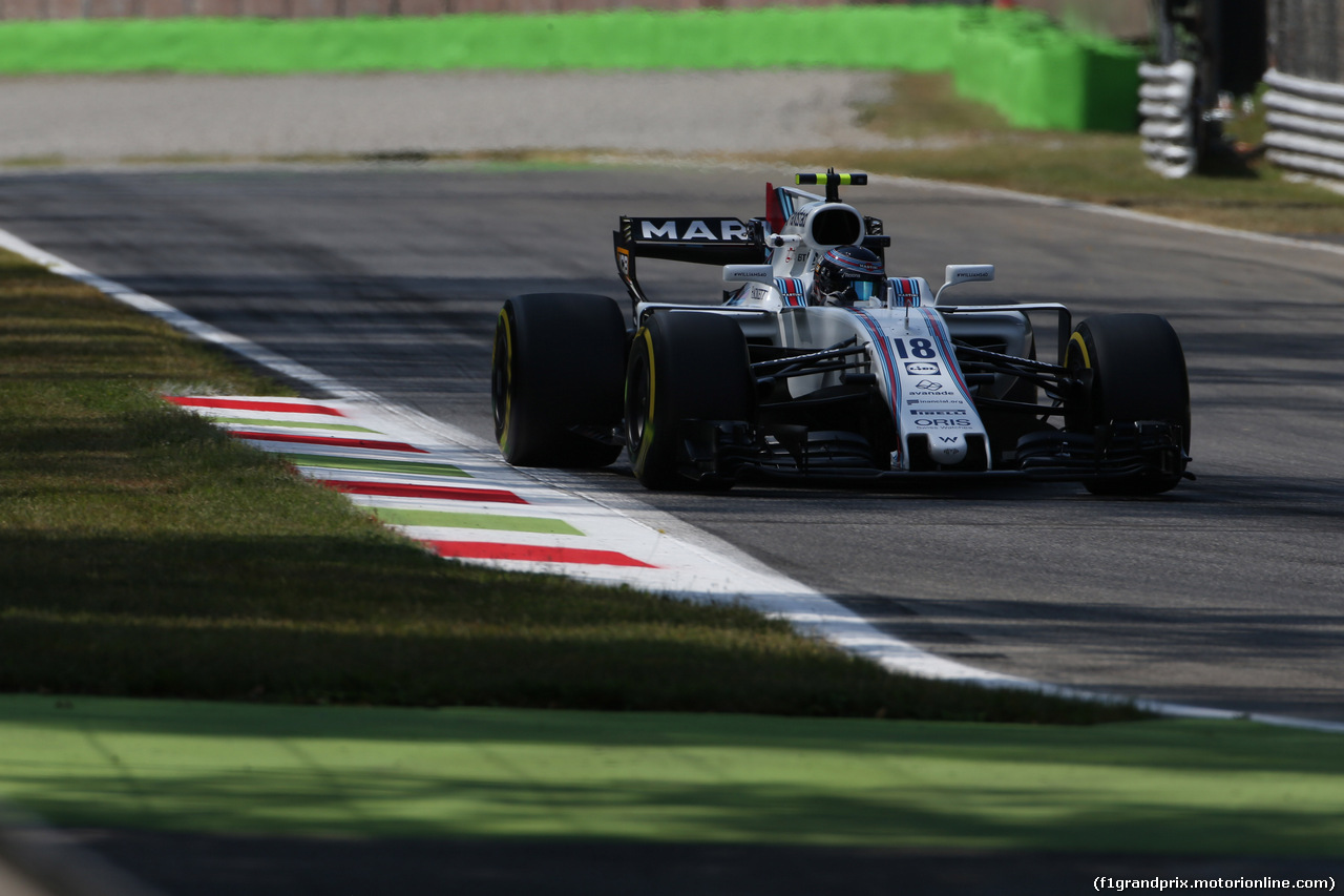 GP ITALIA, 01.09.2017- Prove Libere 2, Lance Stroll (CDN) Williams FW40