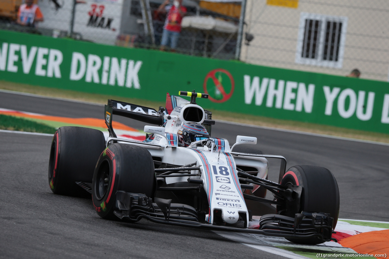 GP ITALIA, 01.09.2017- Prove Libere 2, Lance Stroll (CDN) Williams FW40
