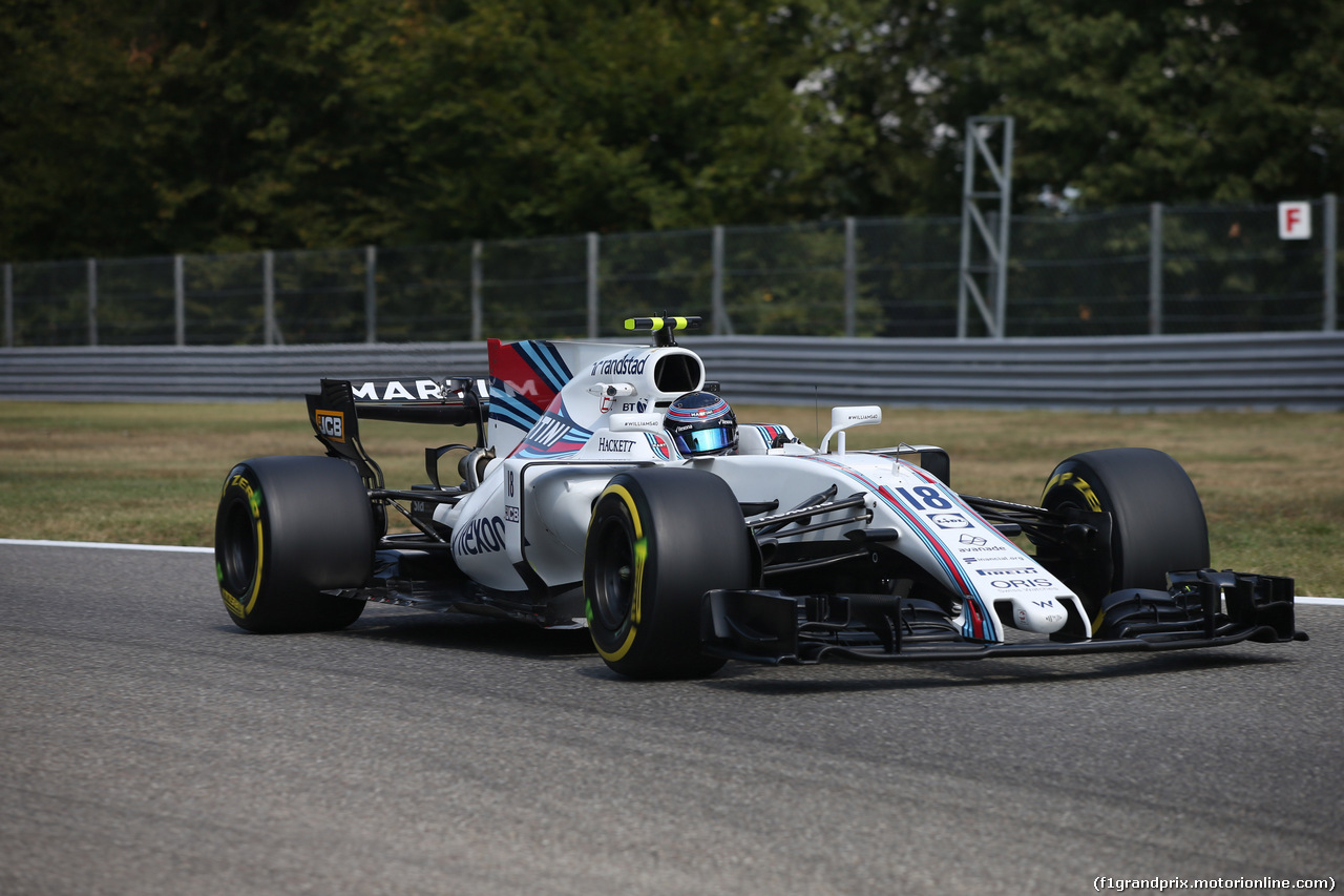 GP ITALIA, 01.09.2017- Prove Libere 2, Lance Stroll (CDN) Williams FW40