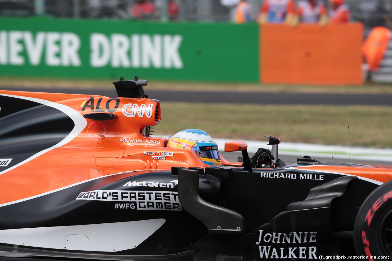 GP ITALIA, 01.09.2017- Prove Libere 2, Fernando Alonso (ESP) McLaren Honda MCL32