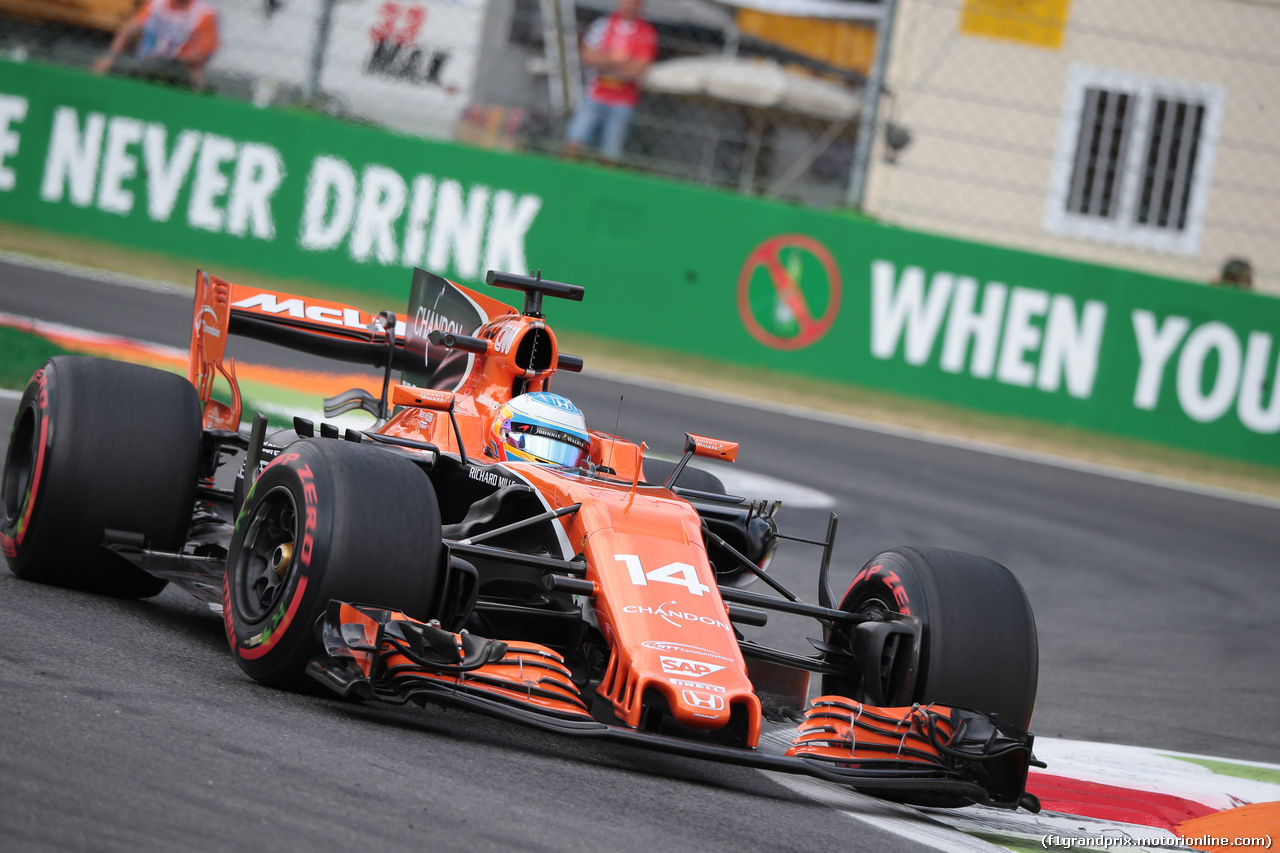 GP ITALIA, 01.09.2017- Prove Libere 2, Fernando Alonso (ESP) McLaren Honda MCL32