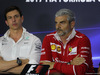 GP ITALIA, 01.09.2017- Venerdi' Press Conference, L Toto Wolff (AUT) Sporting Director Mercedes-Benz e Maurizio Arrivabene (ITA) Ferrari Team Principal (R)