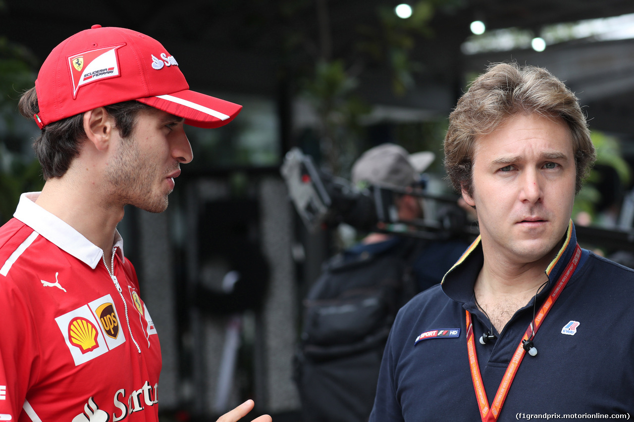 GP MALESIA, 30.09.2017 - Antonio Giovinazzi (ITA) Test Driver, Ferrari SF70H e Davide Valsecchi (ITA), Sky TV