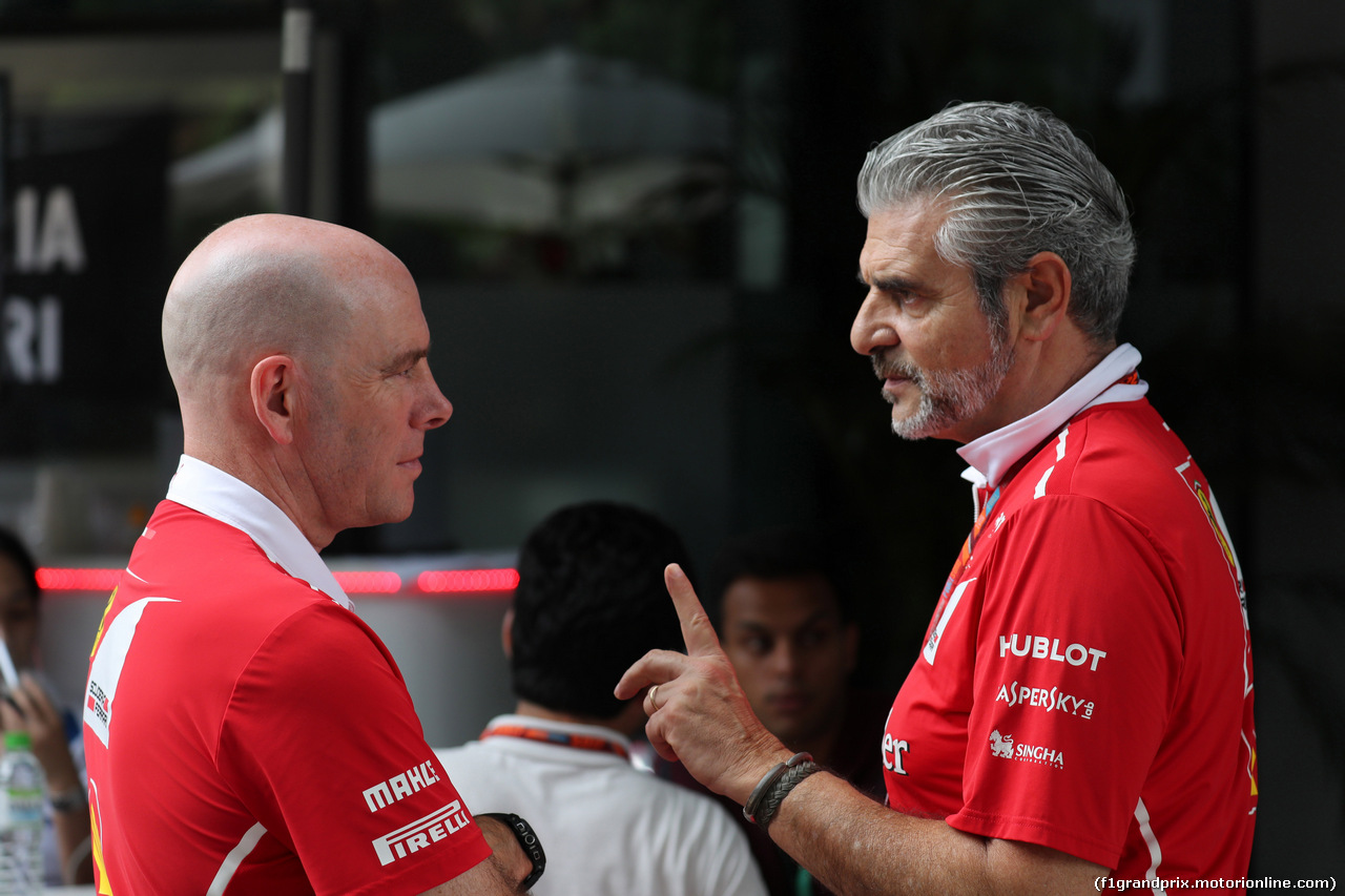 GP MALESIA, 30.09.2017 - Jock Clear (GBR) Ferrari Engineering Director e Maurizio Arrivabene (ITA) Ferrari Team Principal