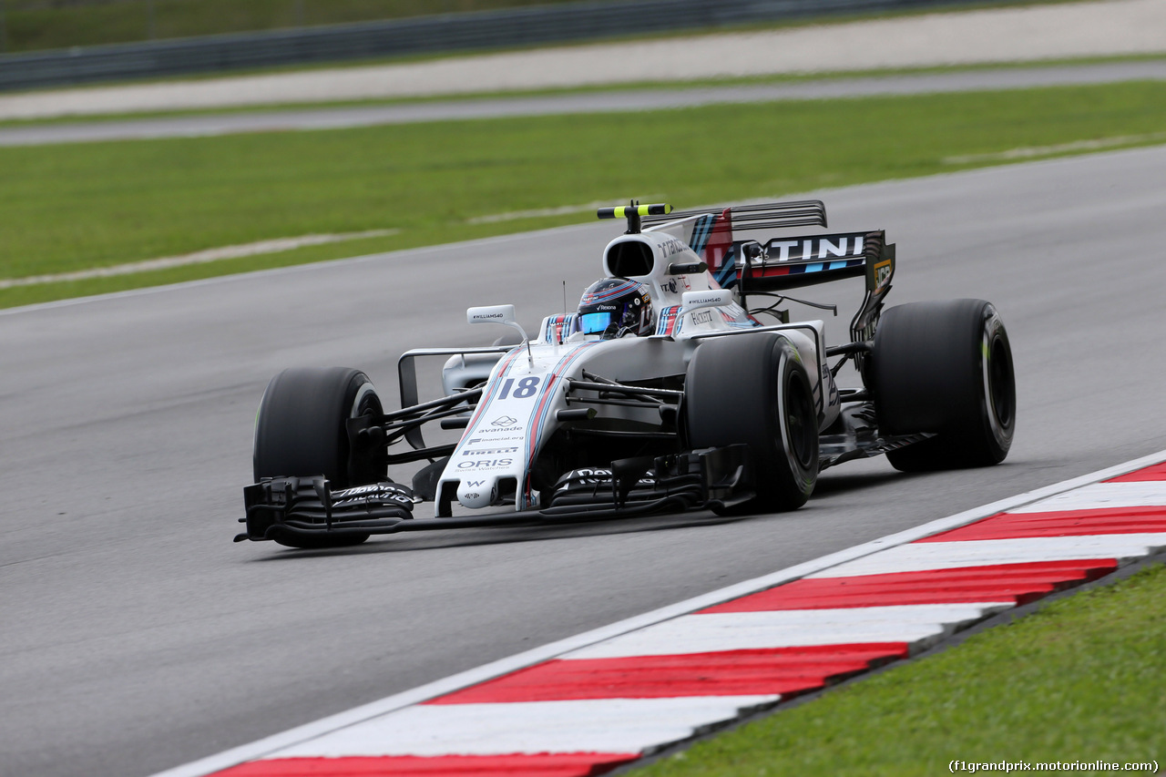 GP MALESIA, 30.09.2017 - Prove Libere 3, Lance Stroll (CDN) Williams FW40