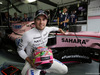 GP MALESIA, 30.09.2017 - Free Practice 3, Sergio Perez (MEX) Sahara Force India F1 VJM010 with his helmet e car with support for the victims of the Mexico earthquake.