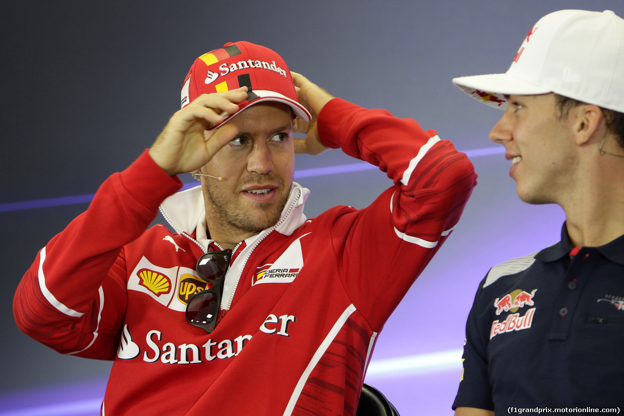 GP MESSICO, 26.10.2017 - Conferenza Stampa, Sebastian Vettel (GER) Ferrari SF70H e Pierre Gasly (FRA) Scuderia Toro Rosso STR12