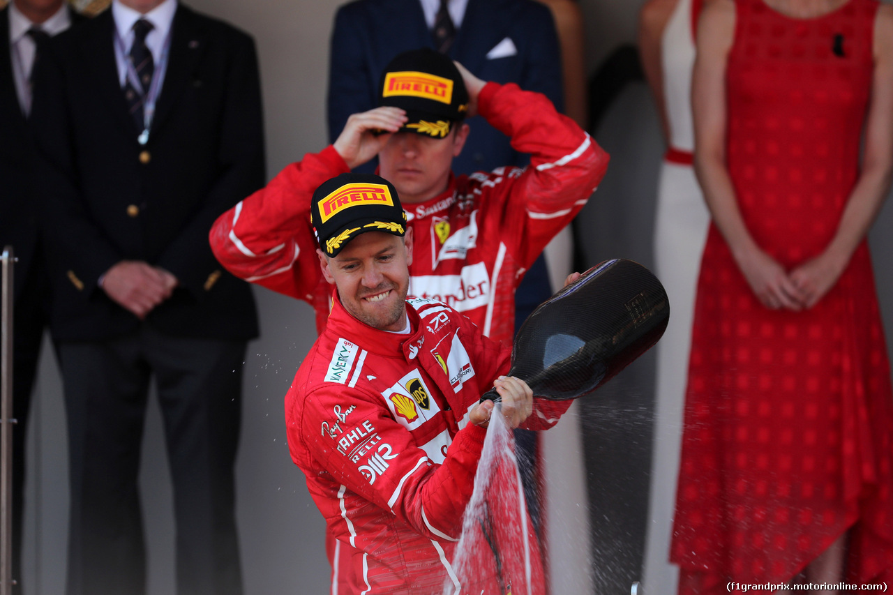 GP MONACO, 28.05.2017 - Gara, Sebastian Vettel (GER) Ferrari SF70H e 2nd place Kimi Raikkonen (FIN) Ferrari SF70H