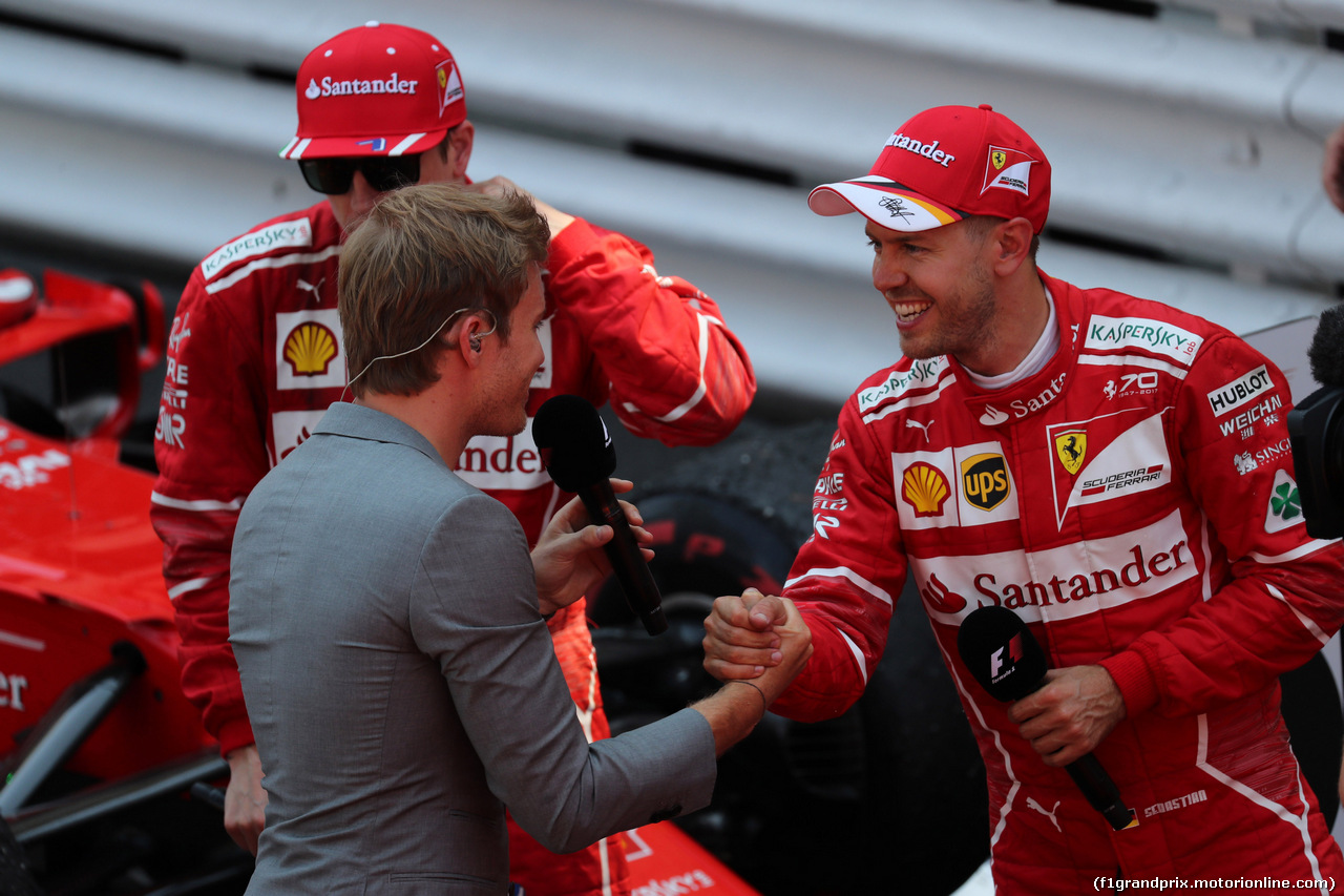 GP MONACO, 28.05.2017 - Gara, Sebastian Vettel (GER) Ferrari SF70H vincitore e Nico Rosberg (GER)