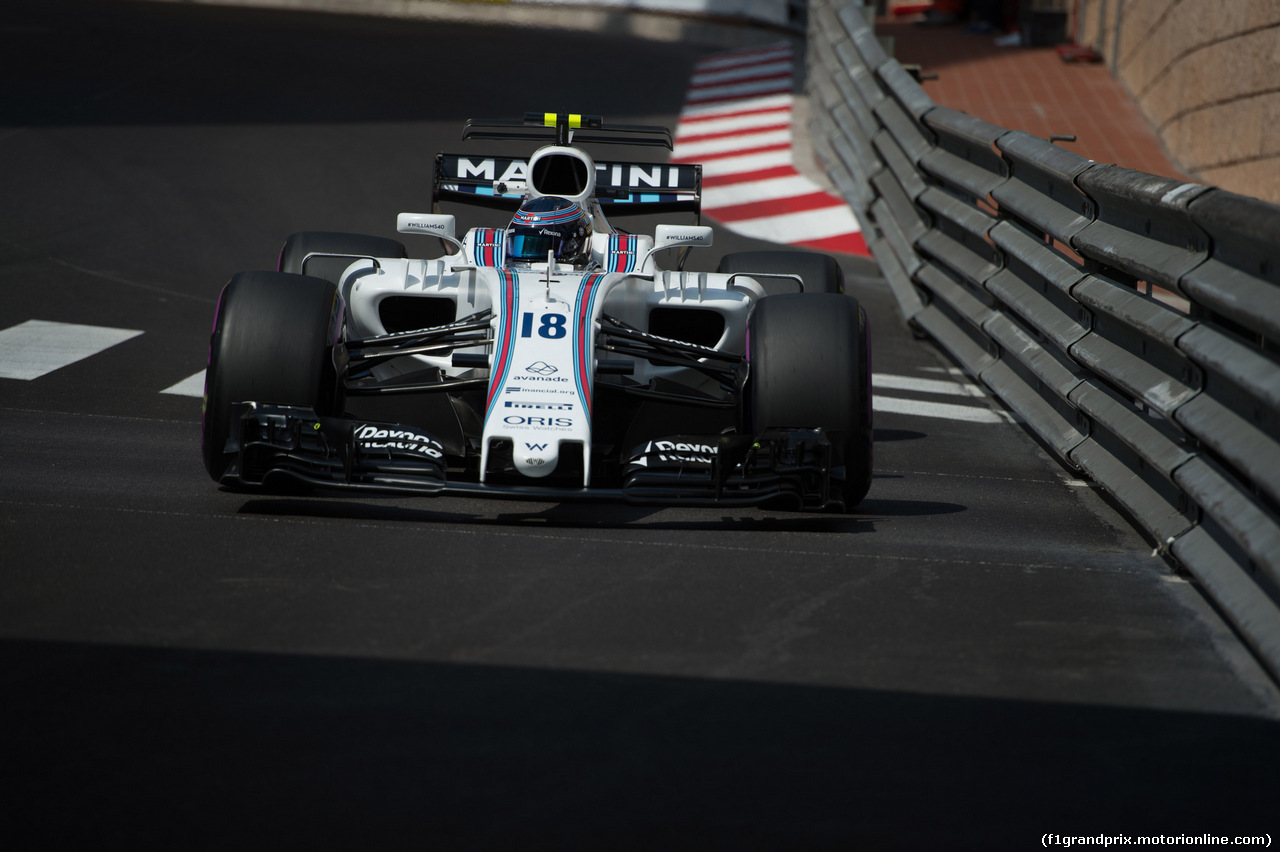 GP MONACO, 25.05.2017 - Prove Libere 1, Lance Stroll (CDN) Williams FW40