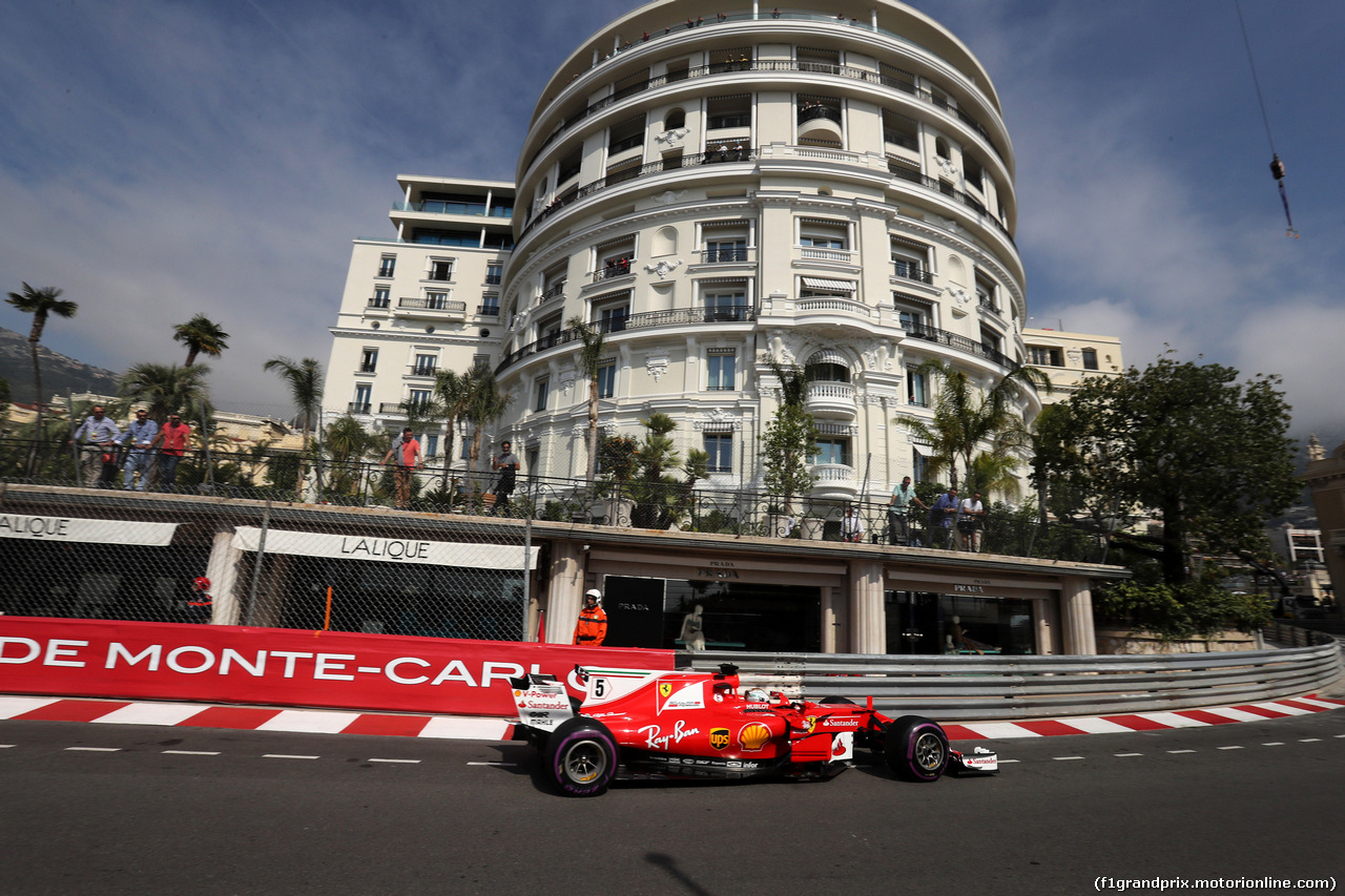 GP MONACO, 25.05.2017 - Prove Libere 1, Sebastian Vettel (GER) Ferrari SF70H