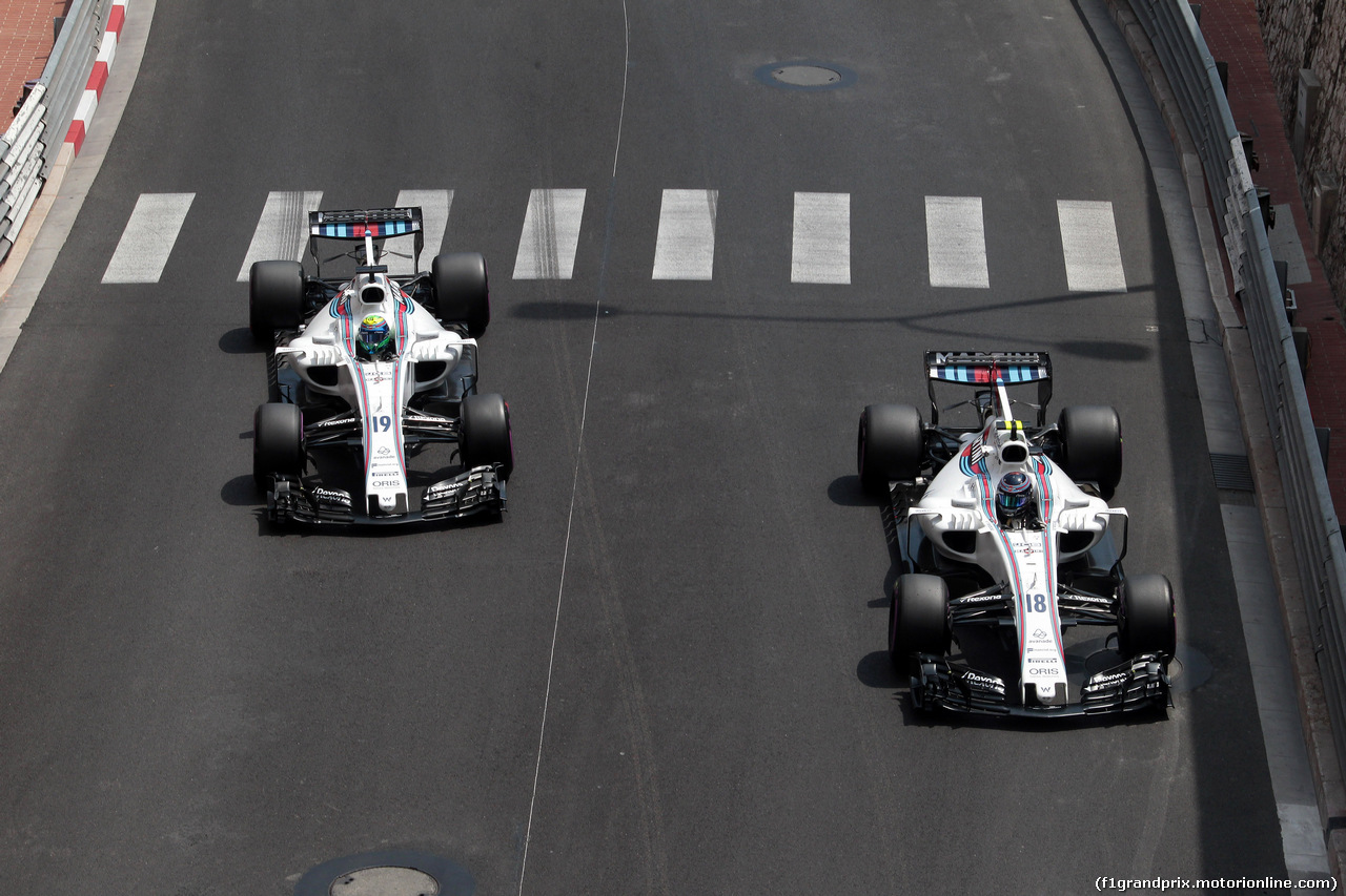 GP MONACO, 25.05.2017 - Prove Libere 2, Felipe Massa (BRA) Williams FW40 e Lance Stroll (CDN) Williams FW40