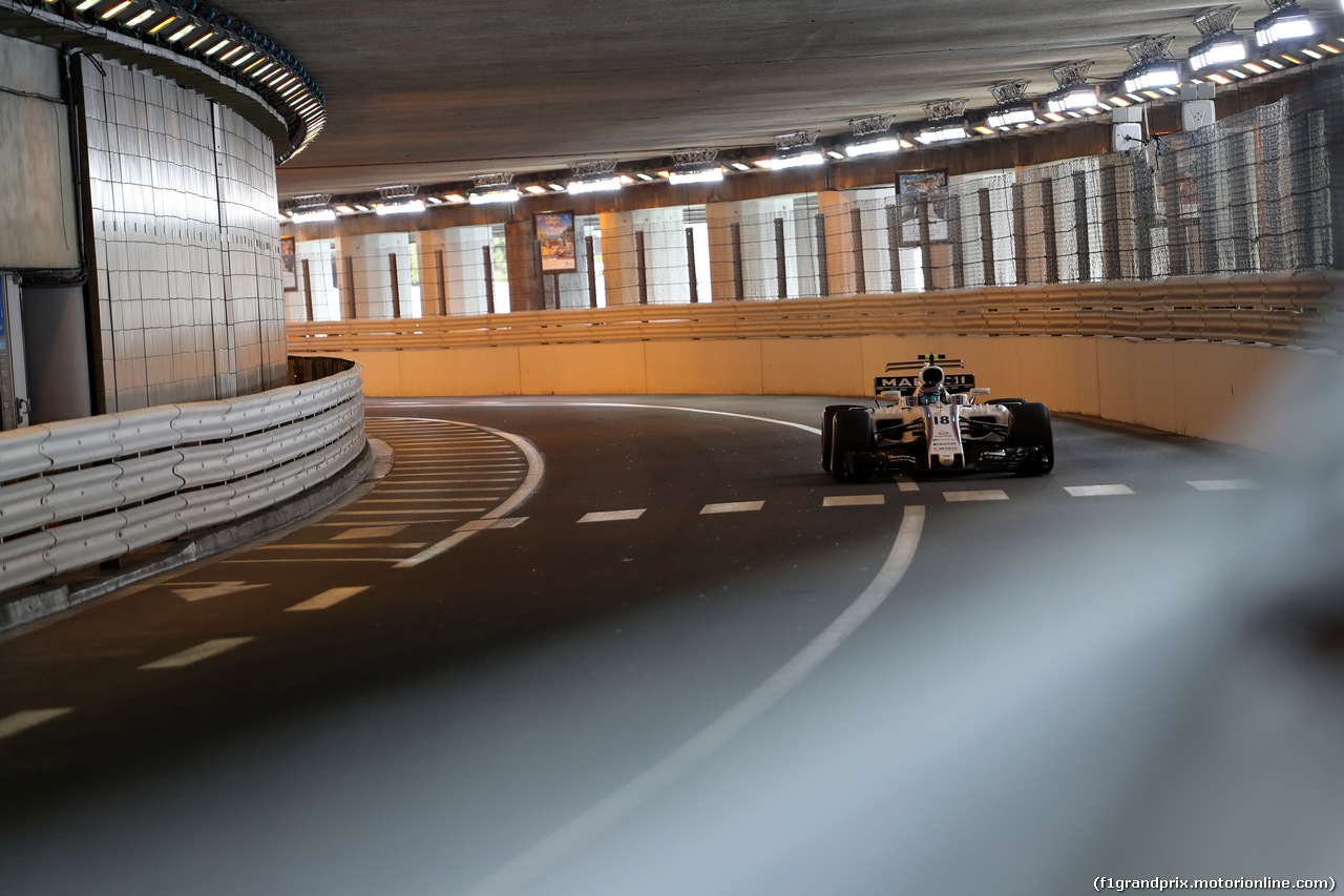 GP MONACO, 27.05.2017 - Prove Libere 3, Lance Stroll (CDN) Williams FW40
