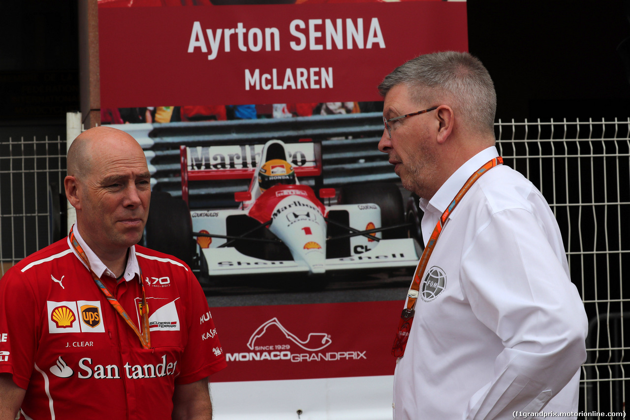 GP MONACO, 26.05.2017 - Jock Clear (GBR) Ferrari Engineering Director e Ross Brawn (GBR) Formula One Managing Director of Motorsports