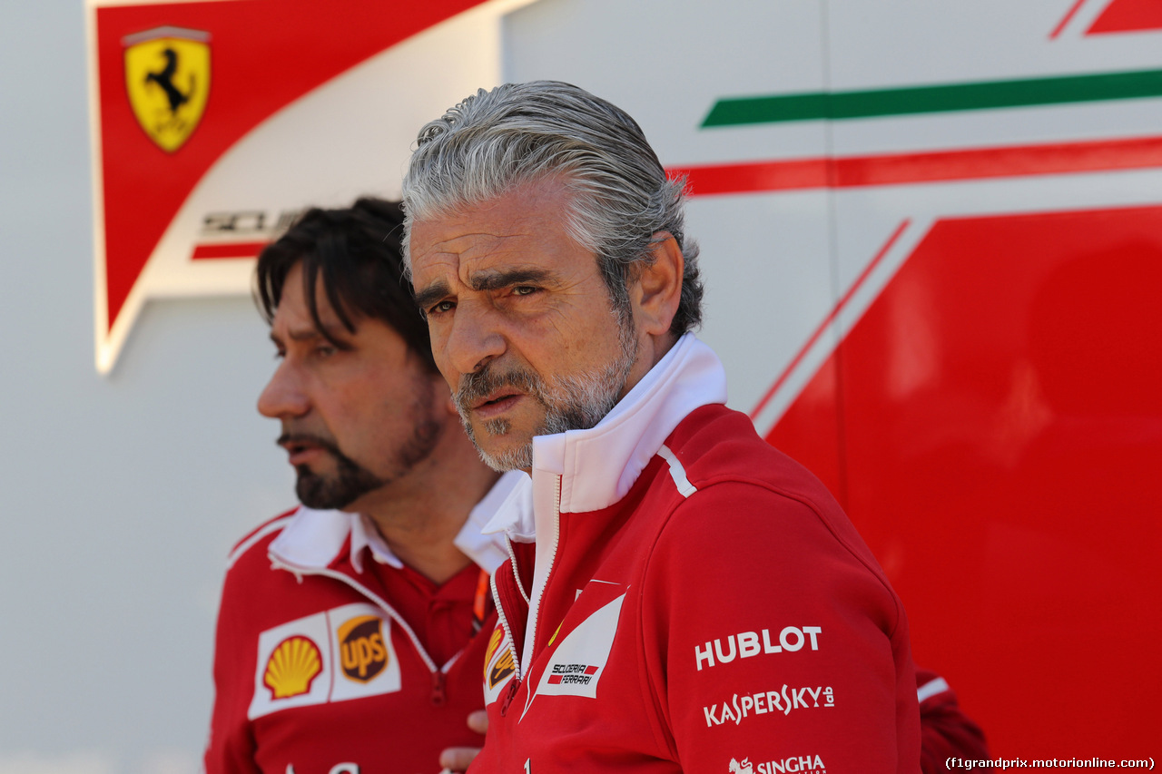 GP RUSSIA, 27.04.2017 - Alberto Antonini (ITA), Ferrari Press Officer e Maurizio Arrivabene (ITA) Ferrari Team Principal