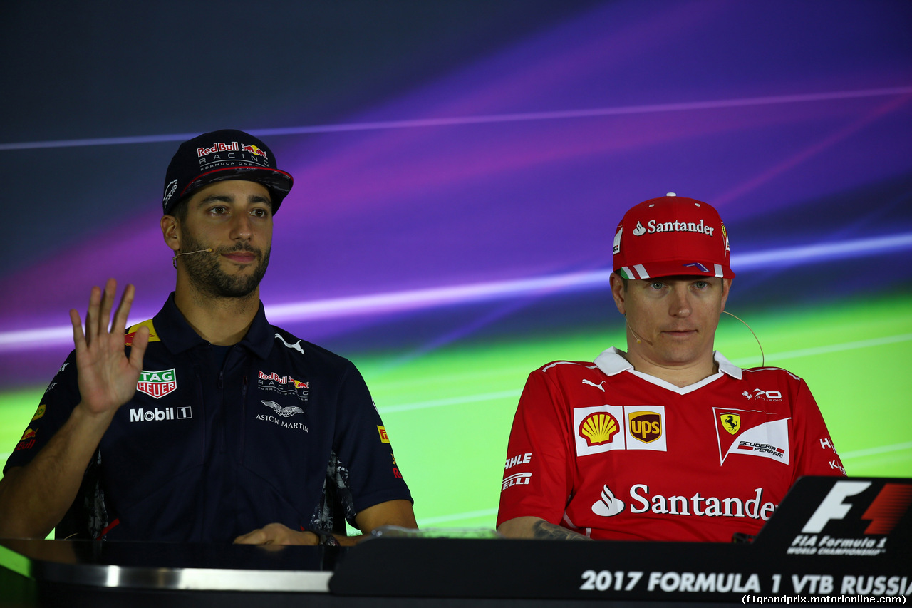 GP RUSSIA, 27.04.2017 - Conferenza Stampa, Daniel Ricciardo (AUS) Red Bull Racing RB13 e Kimi Raikkonen (FIN) Ferrari SF70H