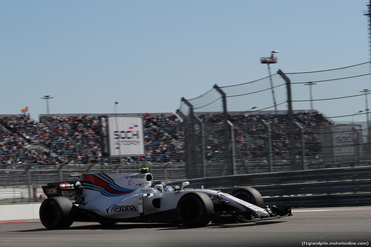 GP RUSSIA, 29.04.2017 - Qualifiche, Lance Stroll (CDN) Williams FW40