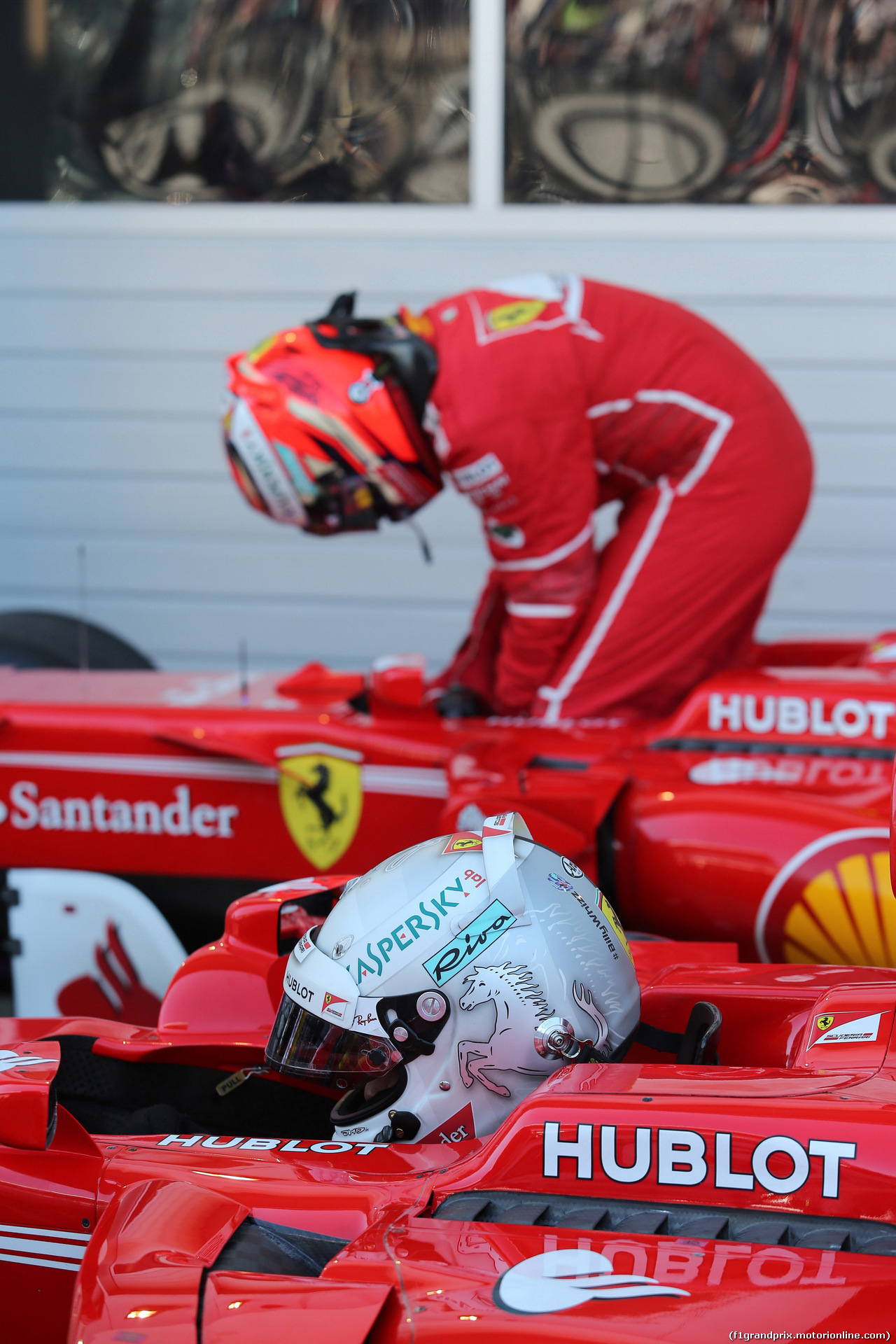 GP RUSSIA, 29.04.2017 - Qualifiche, Sebastian Vettel (GER) Ferrari SF70H pole position e 2nd place Kimi Raikkonen (FIN) Ferrari SF70H