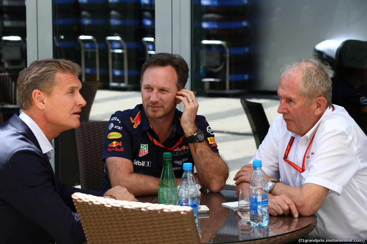 GP RUSSIA, 28.04.2017 - (L-R) David Coulthard (GBR), Christian Horner (GBR), Red Bull Racing, Sporting Director e Helmut Marko (AUT), Red Bull Racing, Red Bull Advisor