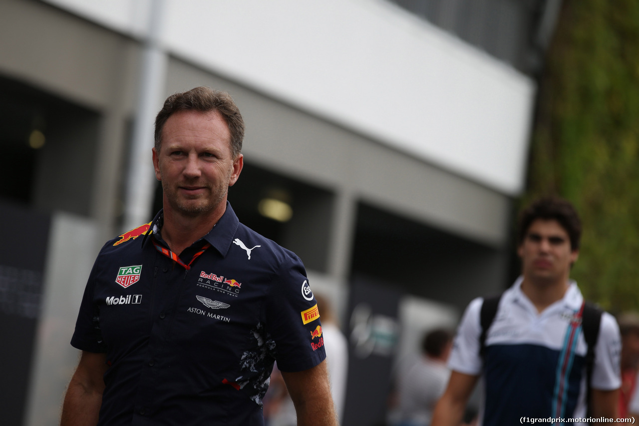 GP SINGAPORE, 15.09.2017 - Christian Horner (GBR), Red Bull Racing, Sporting Director e Lance Stroll (CDN) Williams FW40