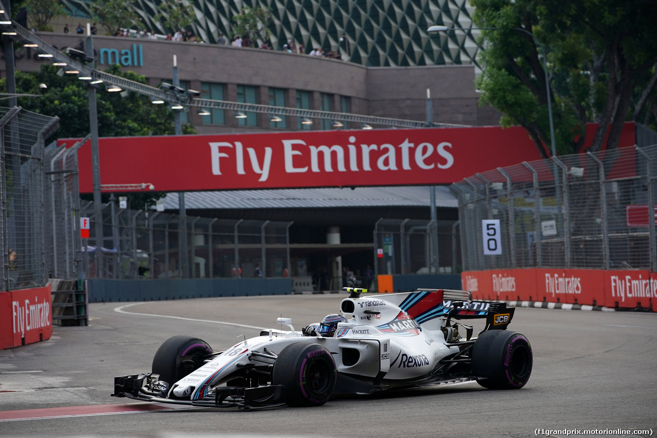 GP SINGAPORE, 15.09.2017 - Prove Libere 1, Lance Stroll (CDN) Williams FW40