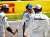 GP SPAGNA, (L to R): Fernando Alonso (ESP) McLaren with Valtteri Bottas (FIN) Mercedes AMG F1 e Lewis Hamilton (GBR) Mercedes AMG F1 on the main straight after qualifying.
13.05.2017.