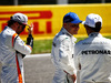 GP SPAGNA, (L to R): Fernando Alonso (ESP) McLaren with Valtteri Bottas (FIN) Mercedes AMG F1 e Lewis Hamilton (GBR) Mercedes AMG F1 on the main straight after qualifying.
13.05.2017.