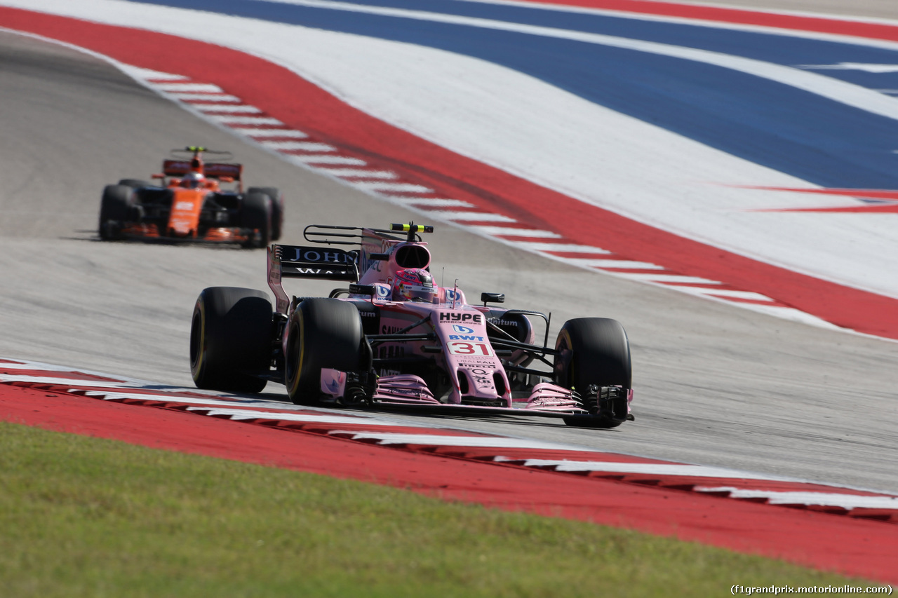 GP STATI UNITI, 22.10.2017 - Gara, Esteban Ocon (FRA) Sahara Force India F1 VJM10