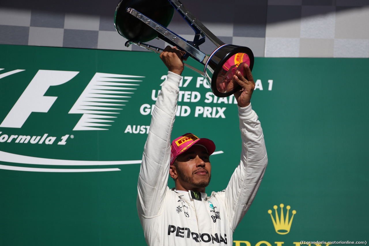 GP STATI UNITI, 22.10.2017 - Gara, Lewis Hamilton (GBR) Mercedes AMG F1 W08 vincitore