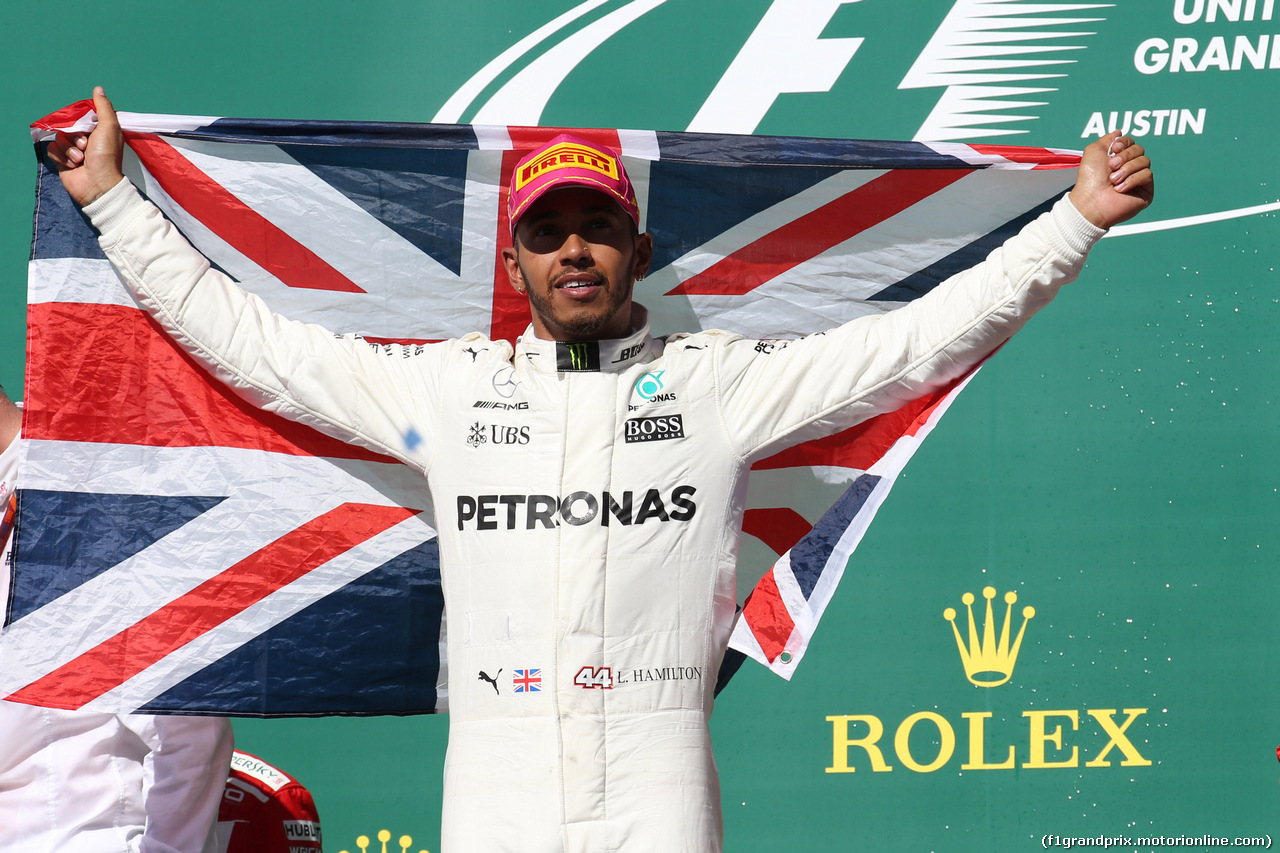 GP STATI UNITI, 22.10.2017 - Gara, Lewis Hamilton (GBR) Mercedes AMG F1 W08 vincitore