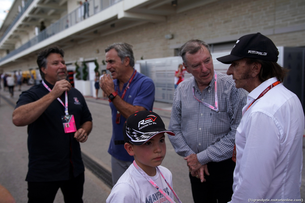 GP STATI UNITI, 21.10.2017 - (L-R) Michael Andretti (USA), Carlos Sainz (ESP) WRC Champion former e Emerson Fittipaldi (BRA)