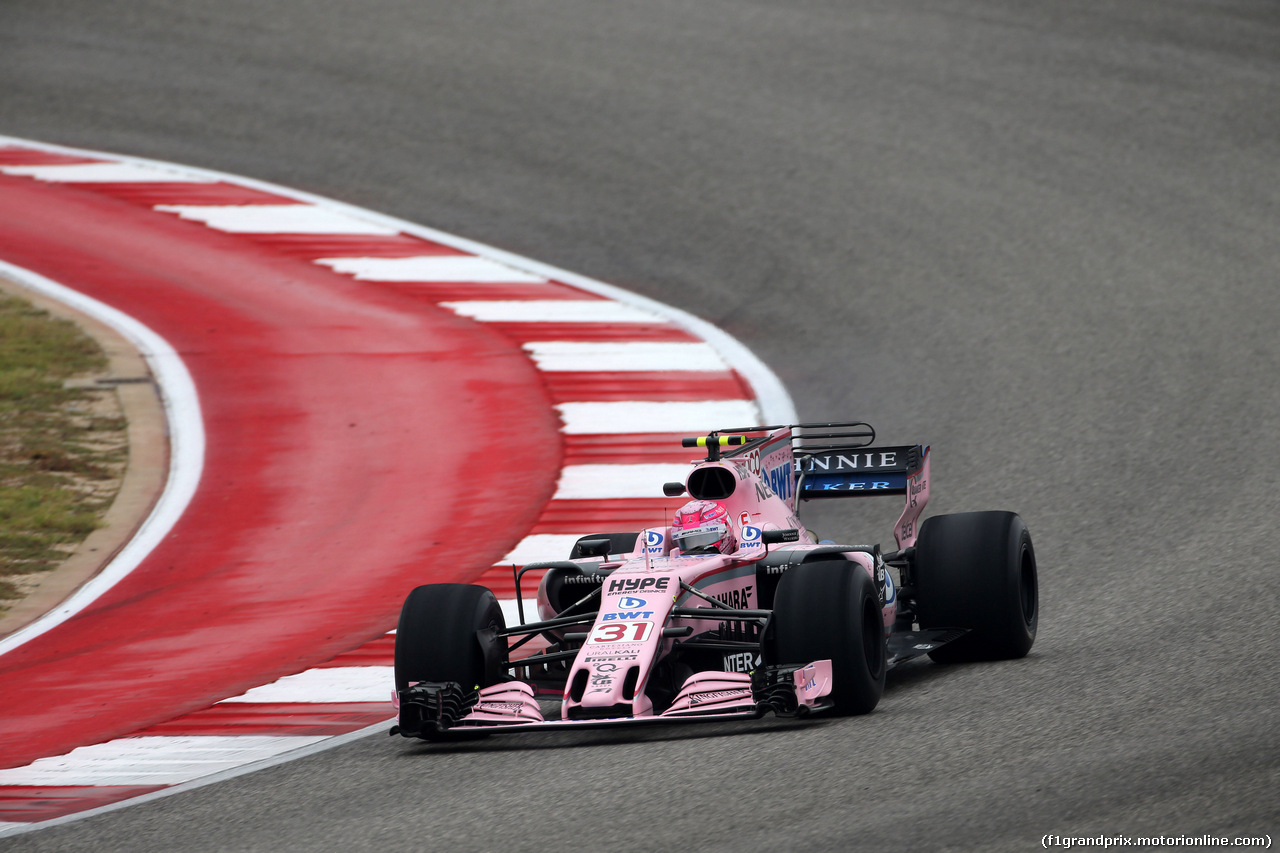 GP STATI UNITI, 20.10.2017 - Prove Libere 1, Esteban Ocon (FRA) Sahara Force India F1 VJM10