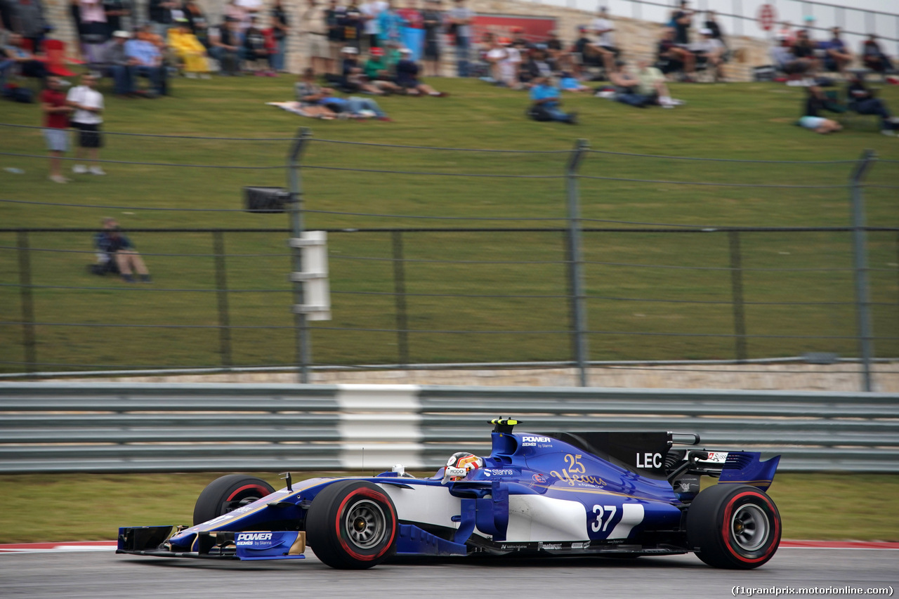 GP STATI UNITI, 20.10.2017 - Prove Libere 1, Charles Leclerc (MON) Test driver, Sauber C36