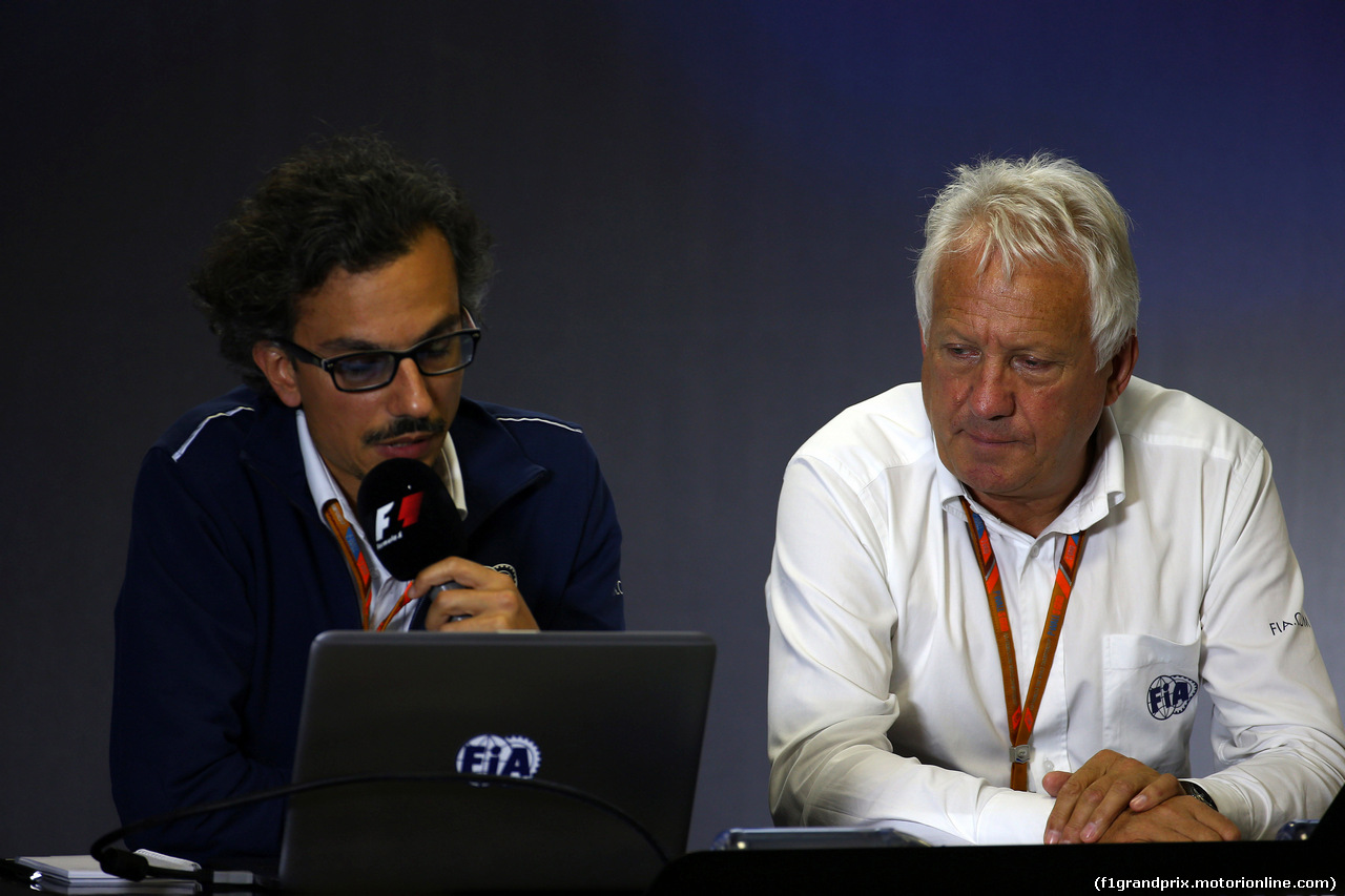 GP UNGHERIA, 27.07.2017 - Laurent Mekies (FRA) FIA Safety Director e  Charlie Whiting (GBR) FIA Delegate in the Press Conference for the Halo device