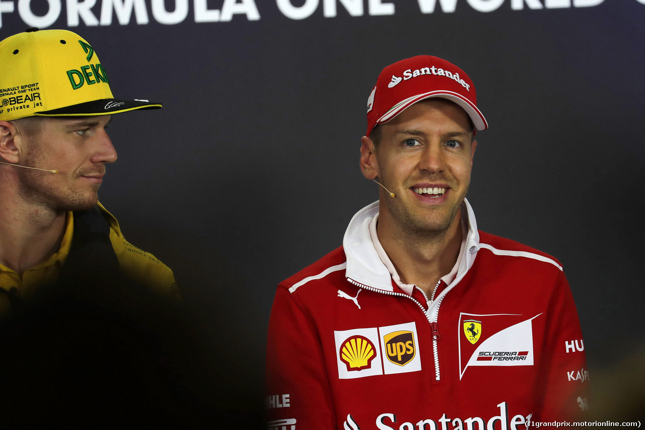 GP UNGHERIA, 27.07.2017 - Conferenza Stampa, Nico Hulkenberg (GER) Renault Sport F1 Team RS17 e Sebastian Vettel (GER) Ferrari SF70H