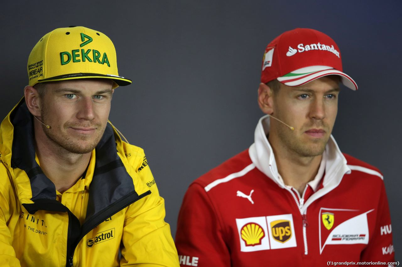 GP UNGHERIA, 27.07.2017 - Conferenza Stampa, Nico Hulkenberg (GER) Renault Sport F1 Team RS17 e Sebastian Vettel (GER) Ferrari SF70H