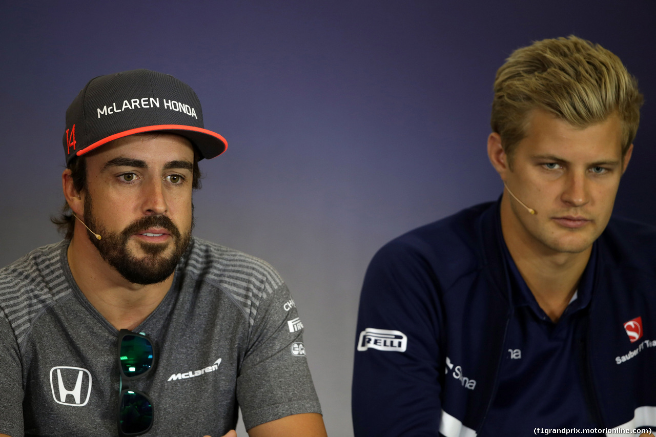 GP UNGHERIA, 27.07.2017 - Conferenza Stampa, Fernando Alonso (ESP) McLaren MCL32 e Marcus Ericsson (SUE) Sauber C36
