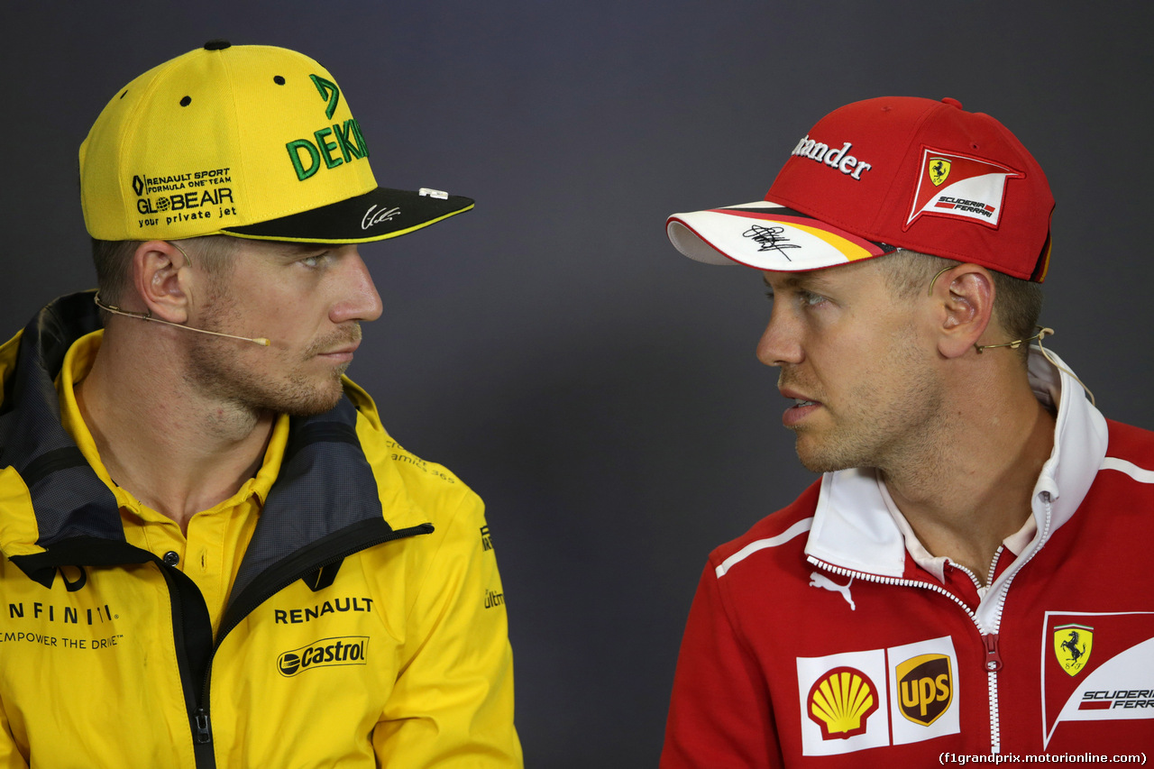 GP UNGHERIA, 27.07.2017 - Conferenza Stampa, Nico Hulkenberg (GER) Renault Sport F1 Team RS17 e Sebastian Vettel (GER) Ferrari SF70H