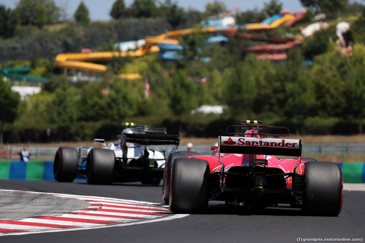 GP UNGHERIA, 29.07.2017 - Prove Libere 3, Lance Stroll (CDN) Williams FW40 e Kimi Raikkonen (FIN) Ferrari SF70H