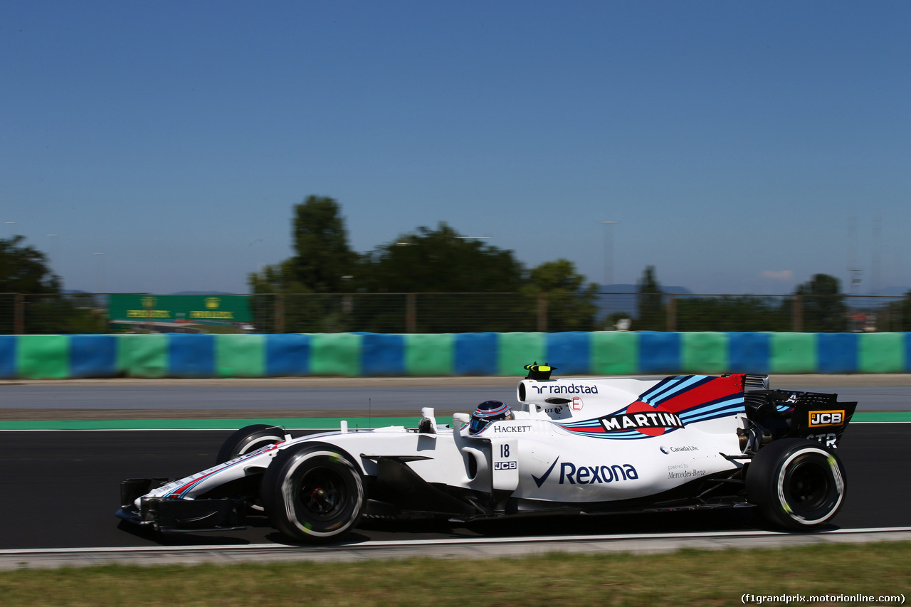 GP UNGHERIA, 29.07.2017 - Prove Libere 3, Lance Stroll (CDN) Williams FW40