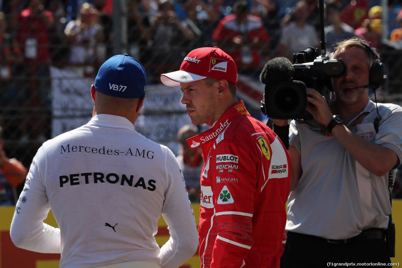 GP UNGHERIA, 29.07.2017 - Qualifiche, Valtteri Bottas (FIN) Mercedes AMG F1 W08 e Sebastian Vettel (GER) Ferrari SF70H