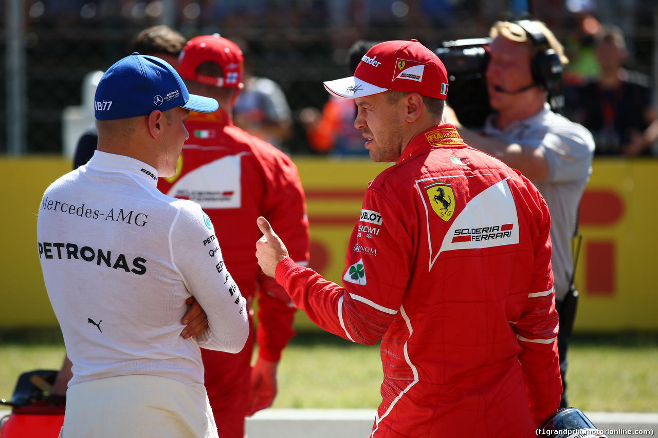 GP UNGHERIA, 29.07.2017 - Qualifiche, 3rd place Valtteri Bottas (FIN) Mercedes AMG F1 W08 e Sebastian Vettel (GER) Ferrari SF70H pole position