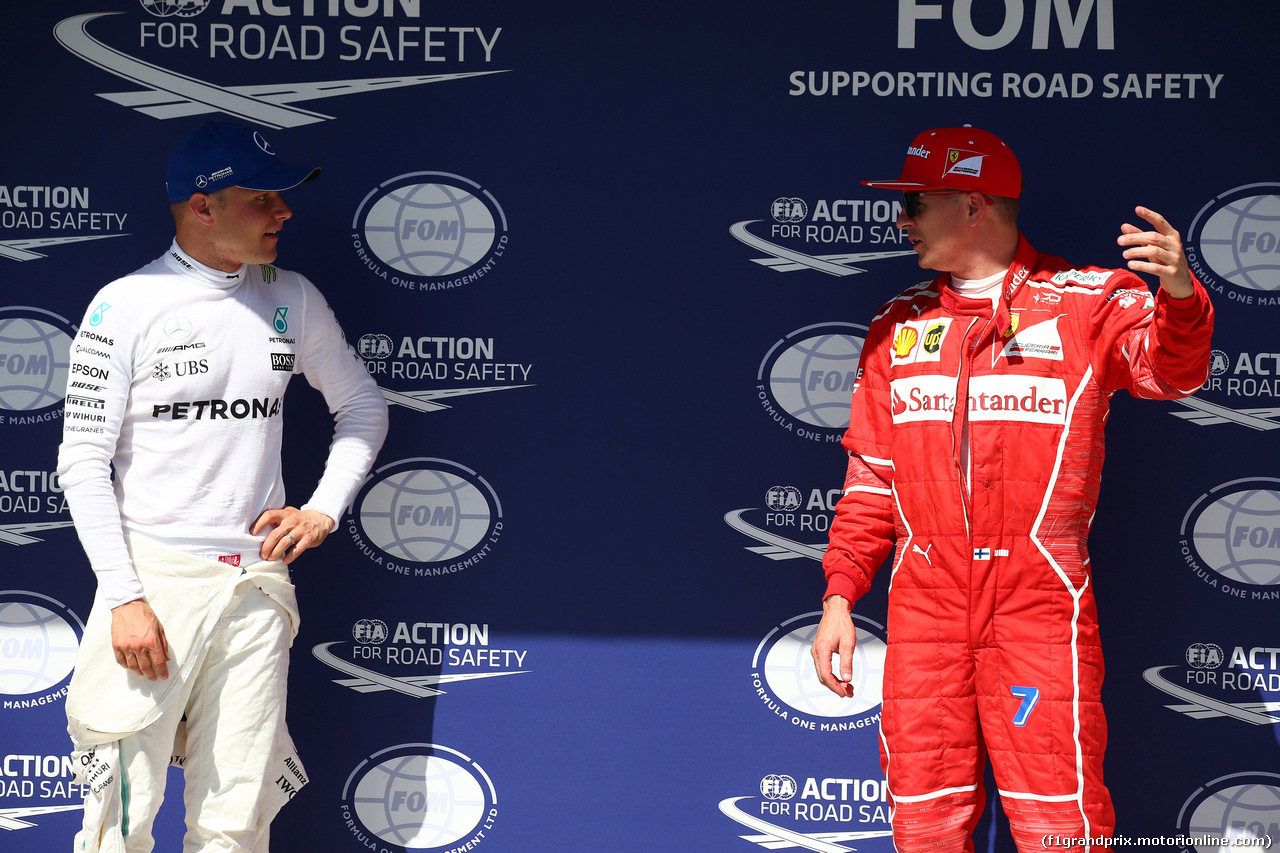 GP UNGHERIA, 29.07.2017 - Qualifiche, 3rd place Valtteri Bottas (FIN) Mercedes AMG F1 W08 e 2nd place Kimi Raikkonen (FIN) Ferrari SF70H