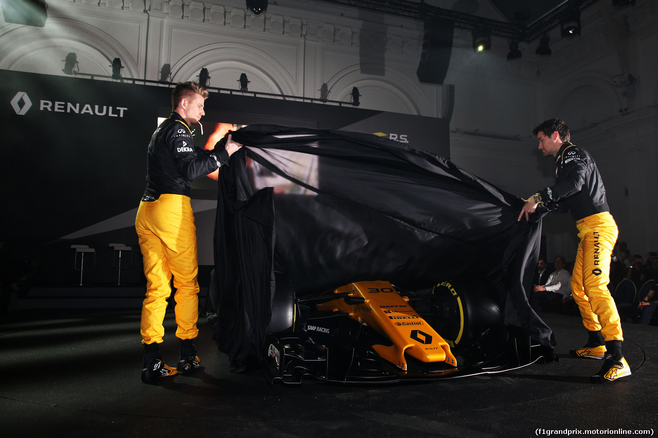 RENAULT RS17, Nico Hulkenberg (GER) Renault Sport F1 Team e Jolyon Palmer (GBR) Renault Sport F1 Team unveil the Renault Sport F1 Team RS17.
21.02.2017.