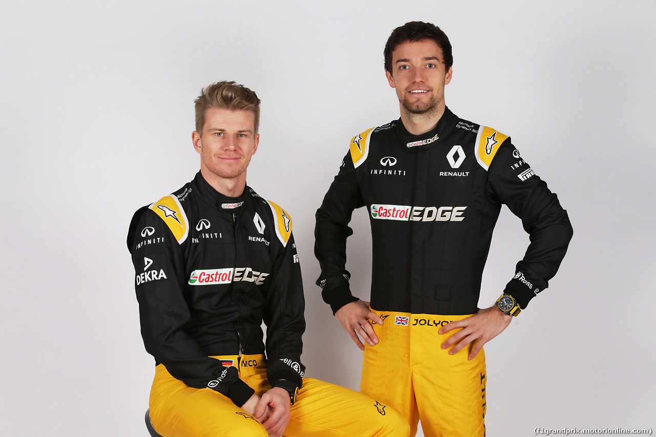 RENAULT RS17, (L to R): Nico Hulkenberg (GER) Renault Sport F1 Team with team mate Jolyon Palmer (GBR) Renault Sport F1 Team.
21.02.2017.