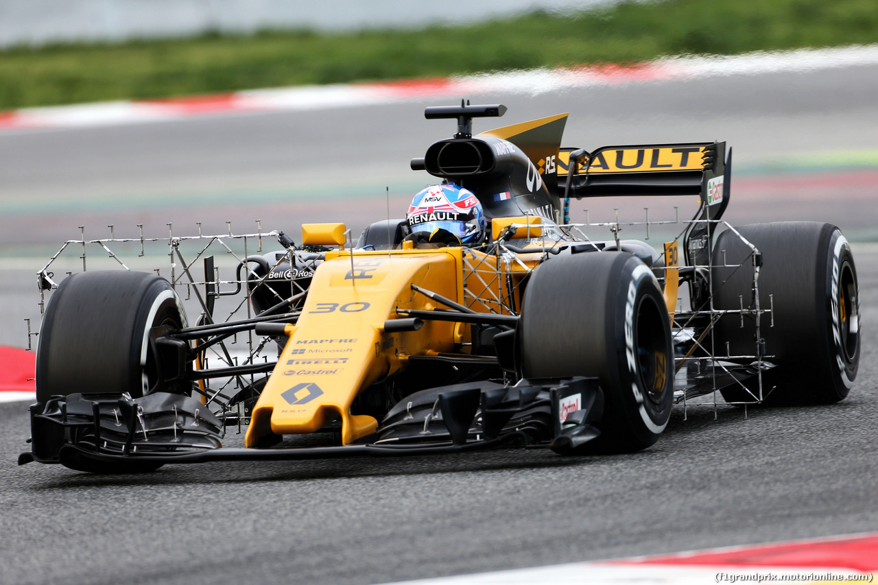 TEST F1 BARCELLONA 1 MARZO, Jolyon Palmer (GBR) Renault Sport F1 Team RS17 running sensor equipment.
01.03.2017.