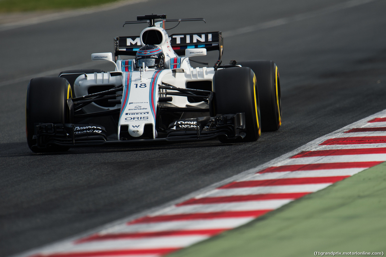 TEST F1 BARCELLONA 1 MARZO, Lance Stroll (CDN) Williams FW40.
01.03.2017.