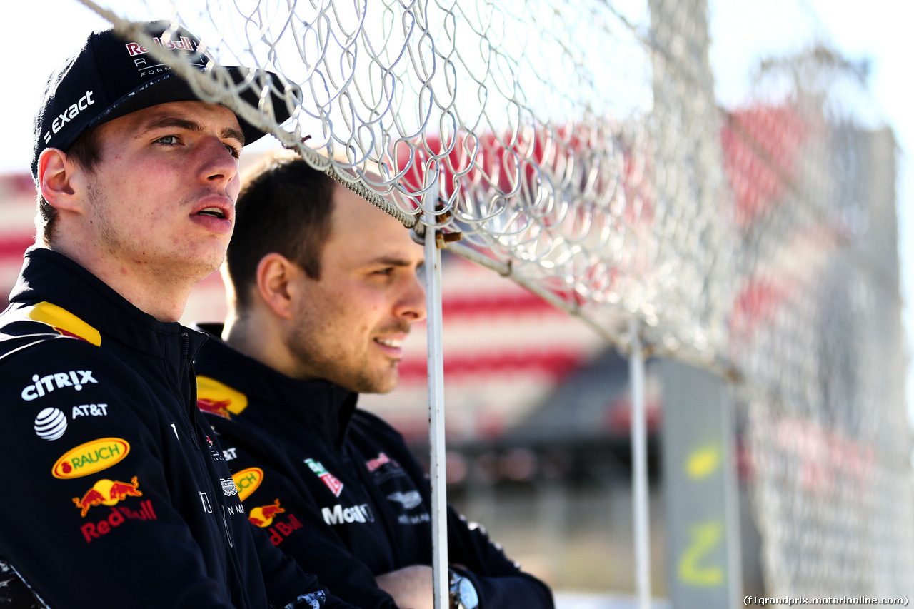 TEST F1 BARCELLONA 1 MARZO, Max Verstappen (NLD) Red Bull Racing with Gianpiero Lambiase (ITA) Red Bull Racing Engineer.
01.03.2017.