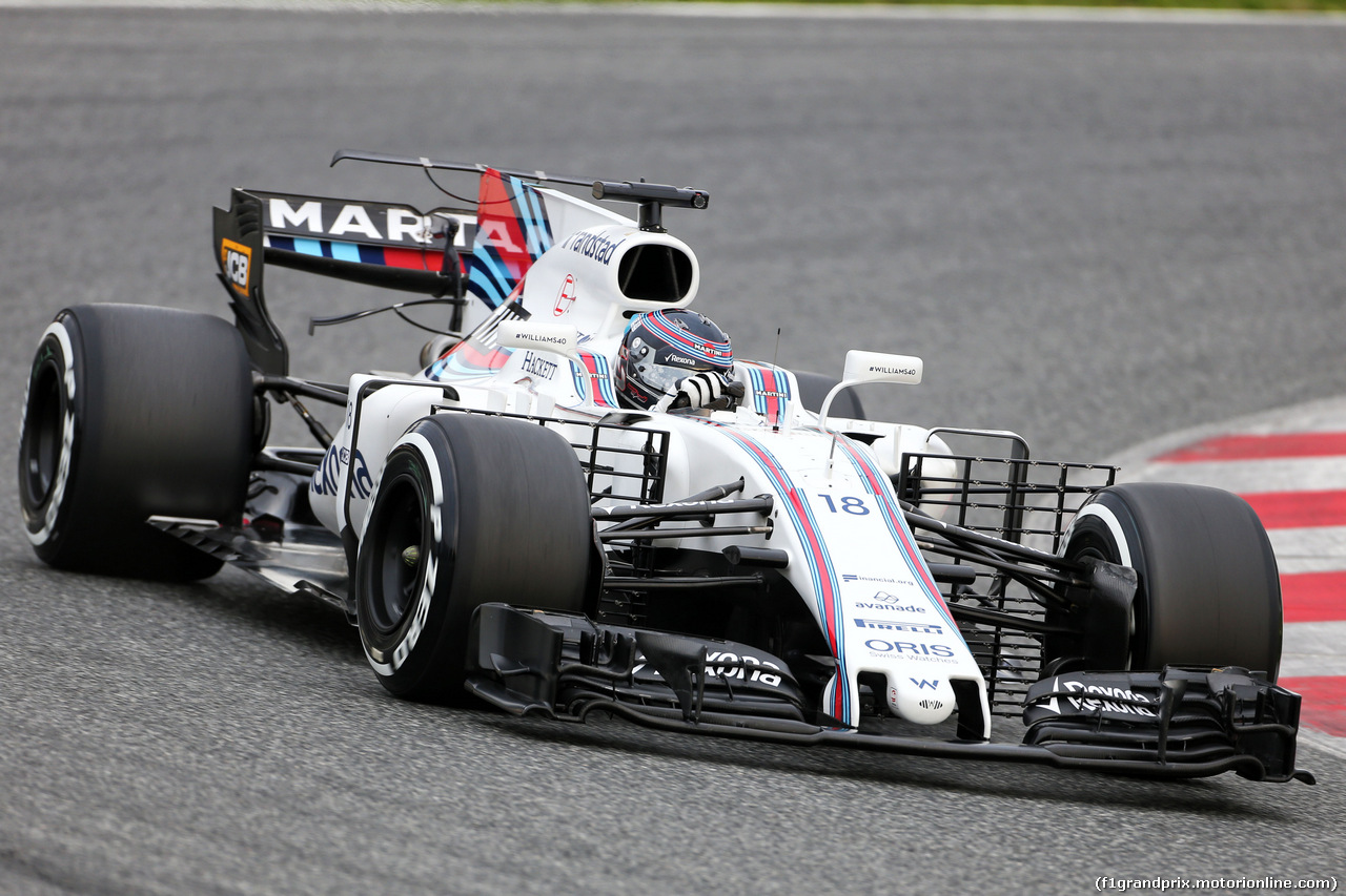 TEST F1 BARCELLONA 28 FEBBRAIO, Lance Stroll (CDN) Williams FW40 running sensor equipment.
28.02.2017.